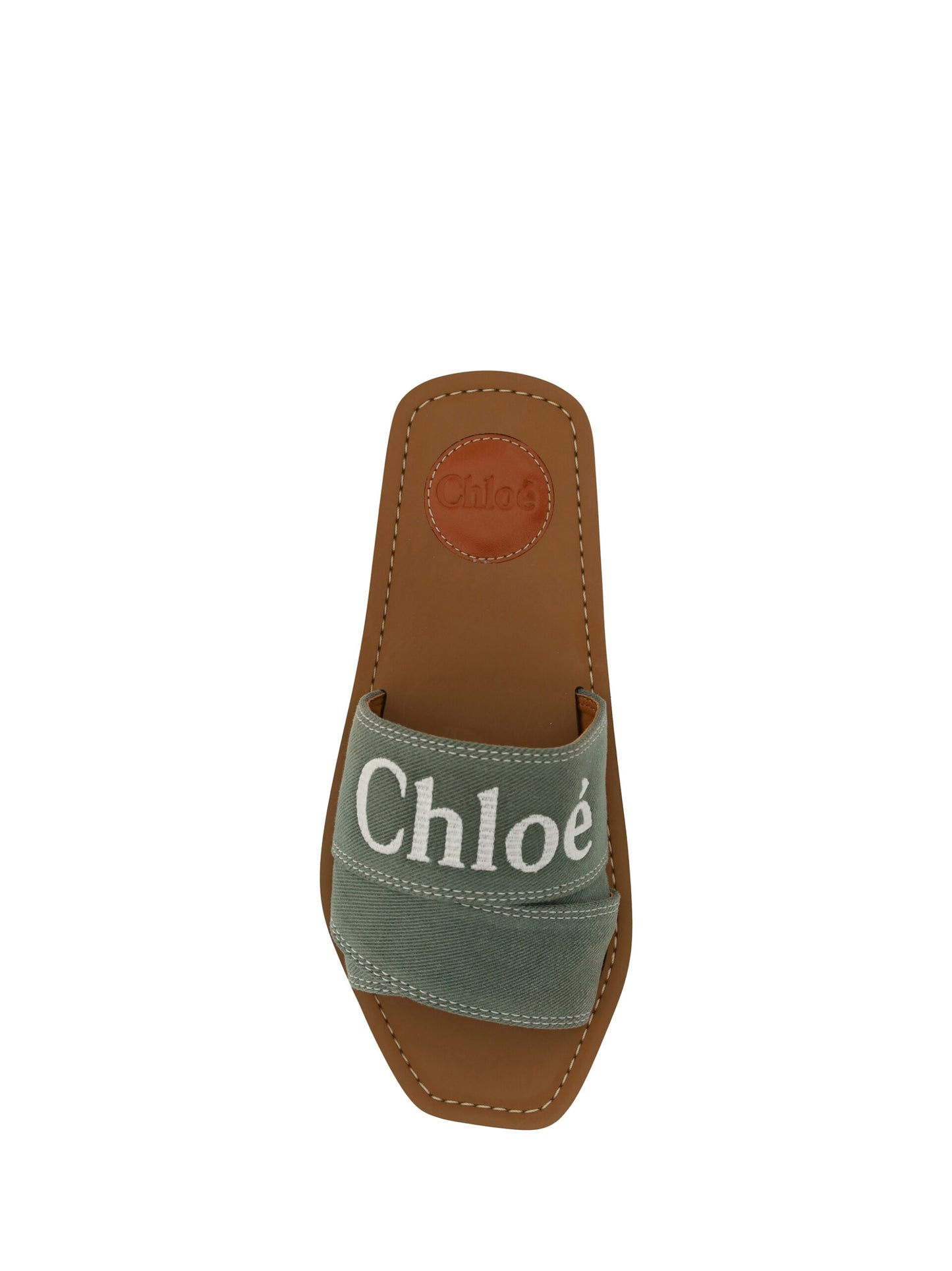 Chloé Coton vert forêt élégant Slides
