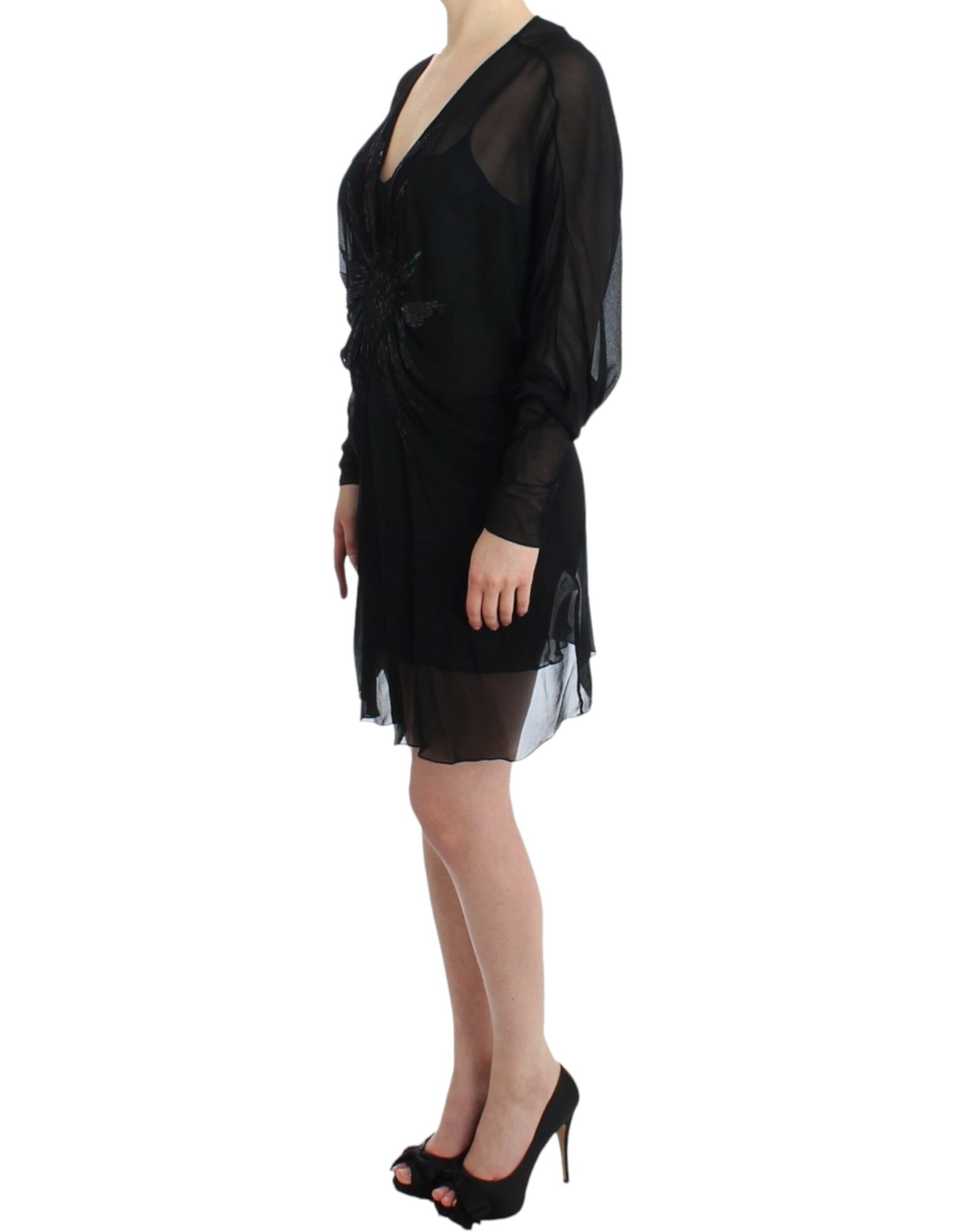 Cavalli Schwarz lang sleeve Seidenkleid