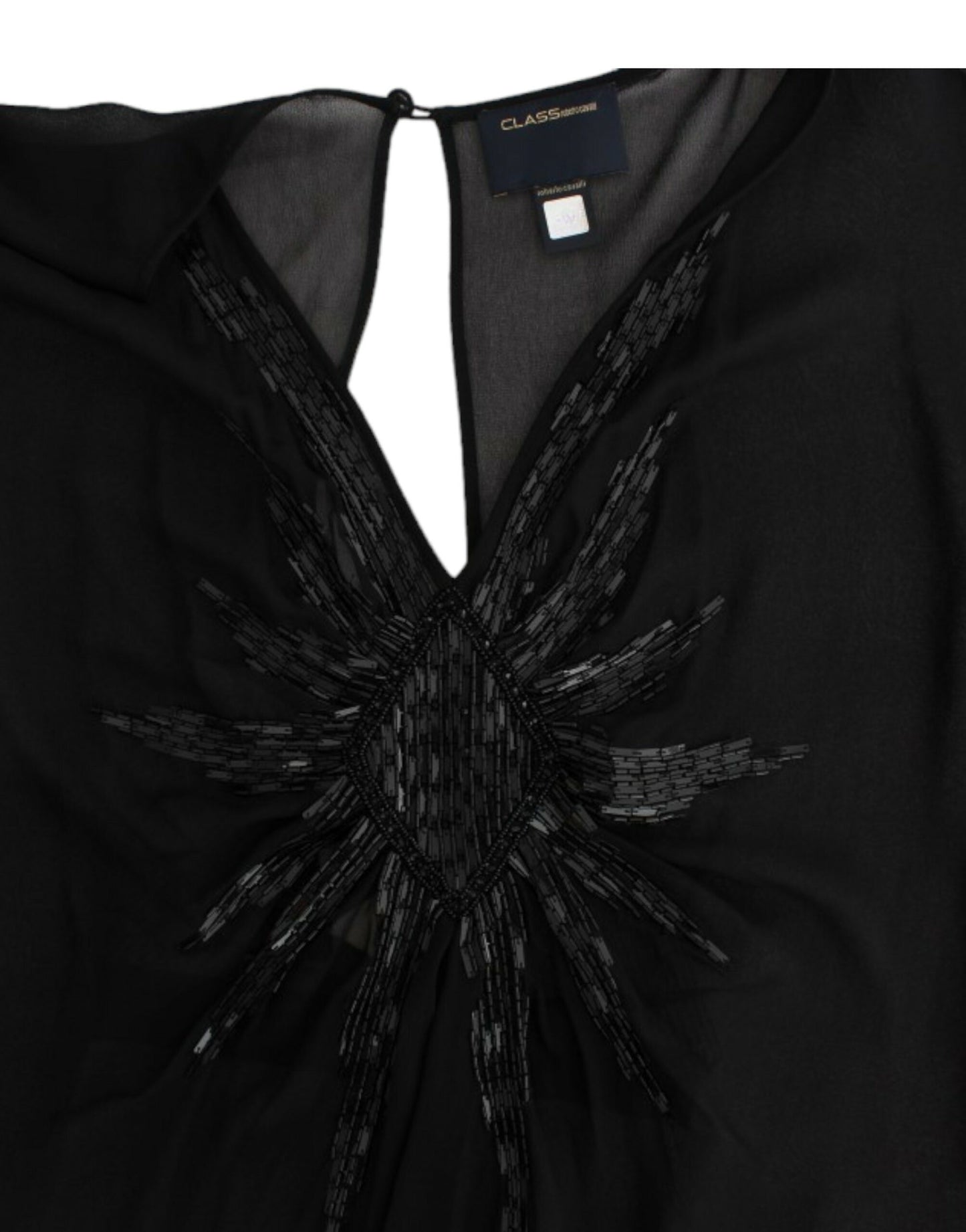 Cavalli Schwarz lang sleeve Seidenkleid