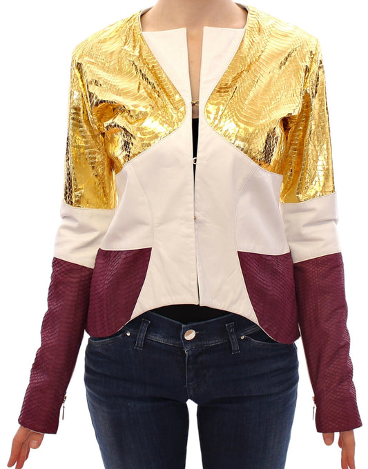Vladimiro Gioia Weißgoldpurpurleder Jacke