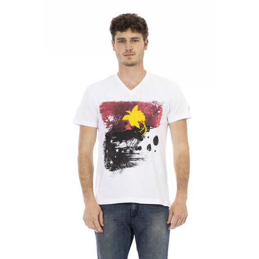Trussardi Action Weiße Baumwolle herren T-Shirt mit V-Neck