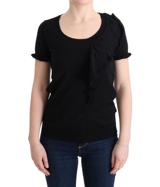 MARGHI LO'Schwarz 100% Lana Wolle Top Bluse T-Shirt