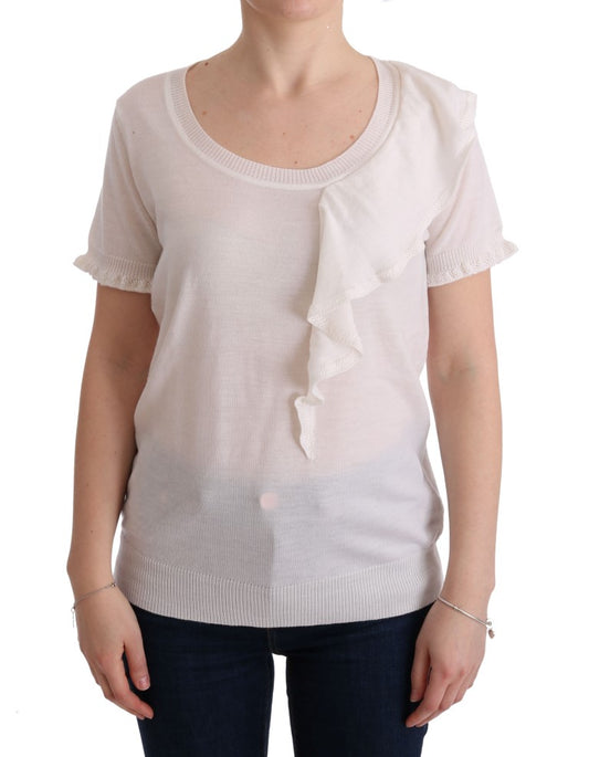 MARGHI LO'Weiß 100% Lana Wolle Top Bluse T-Shirt