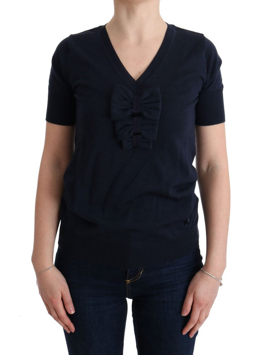 MARGHI LO'Blau 100% Lana Wollbluse Top