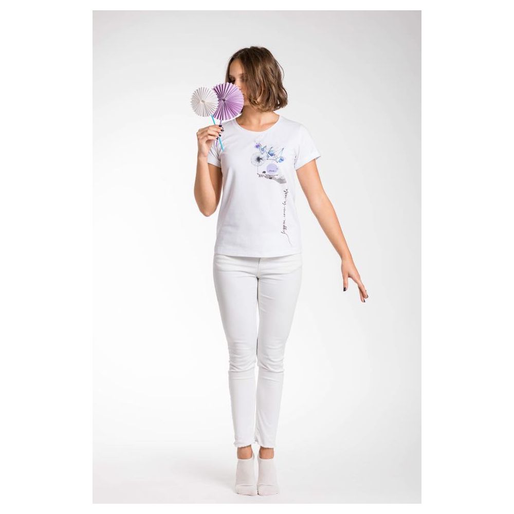 A.Tratti Elegantes weißes Stretch -Viskose -T -Shirt