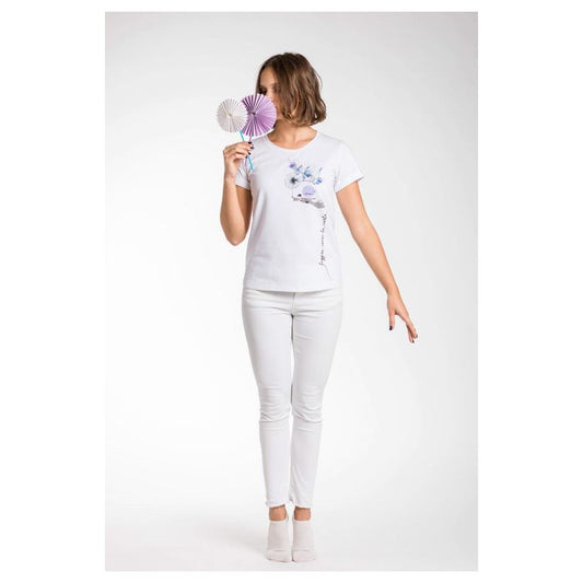 A.Tratti Elegantes weißes Stretch -Viskose -T -Shirt