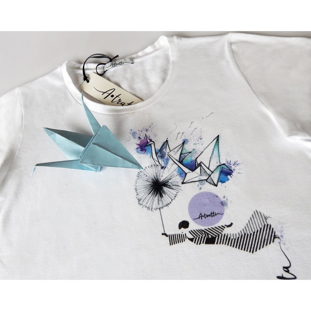 A.Tratti Elegantes weißes Stretch -Viskose -T -Shirt