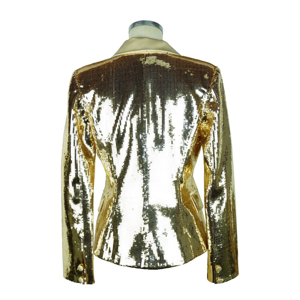 Elisabetta Franchi Chic Pailletten-Doppel-Breasted Gelbe Jacke