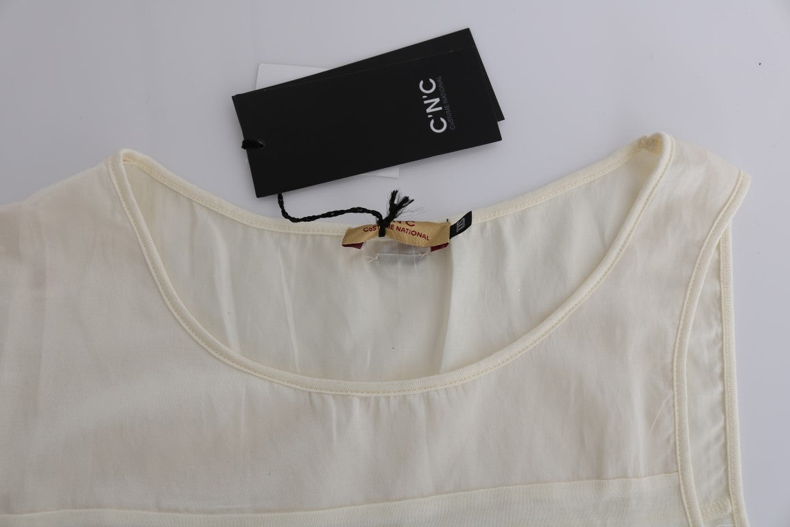 Costume National Beige asymmetrische Top -Bluse