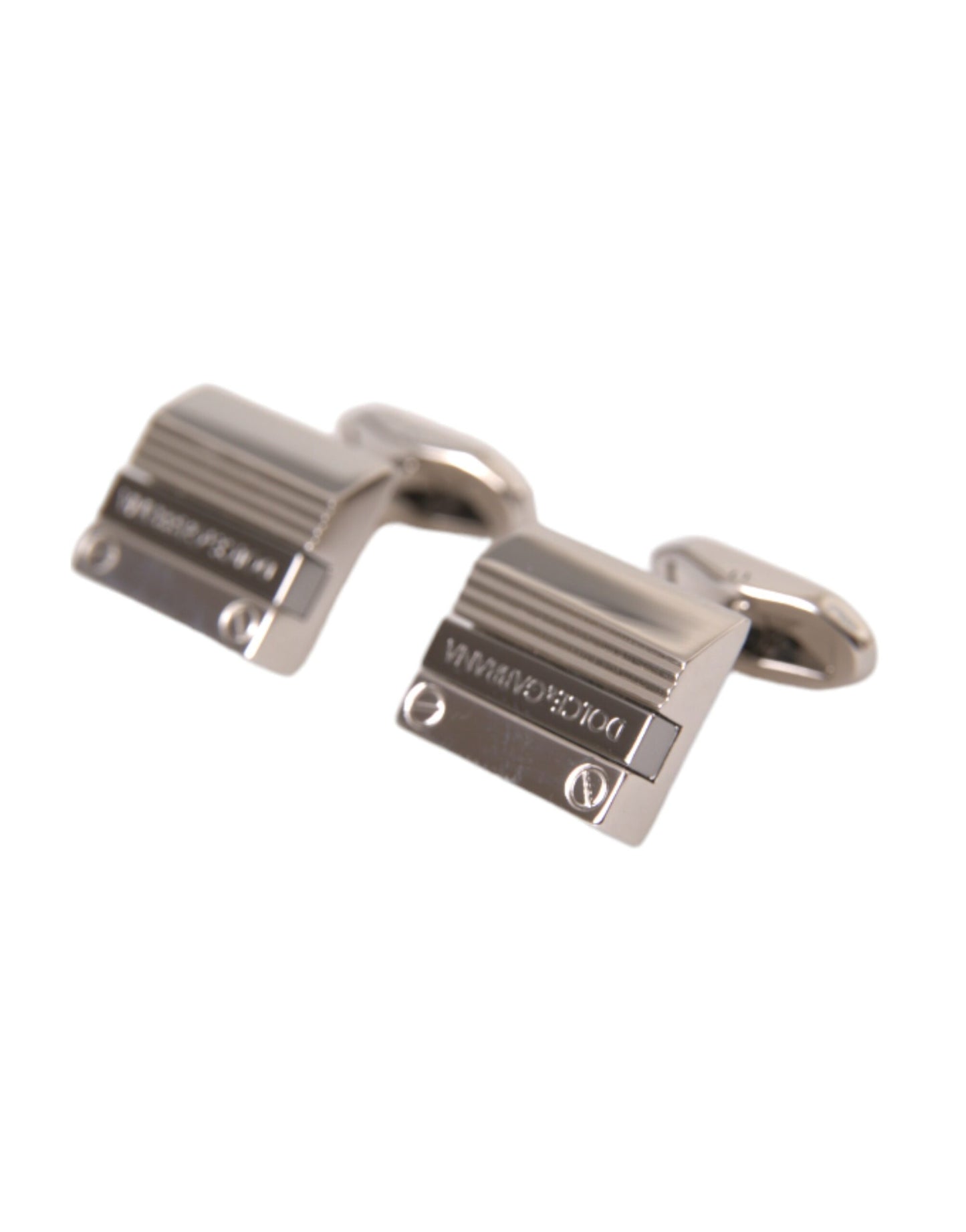 Dolce & Gabbana Silberplattierte Metall -Messing -DG -Logo Pin Manschettenknöpfe