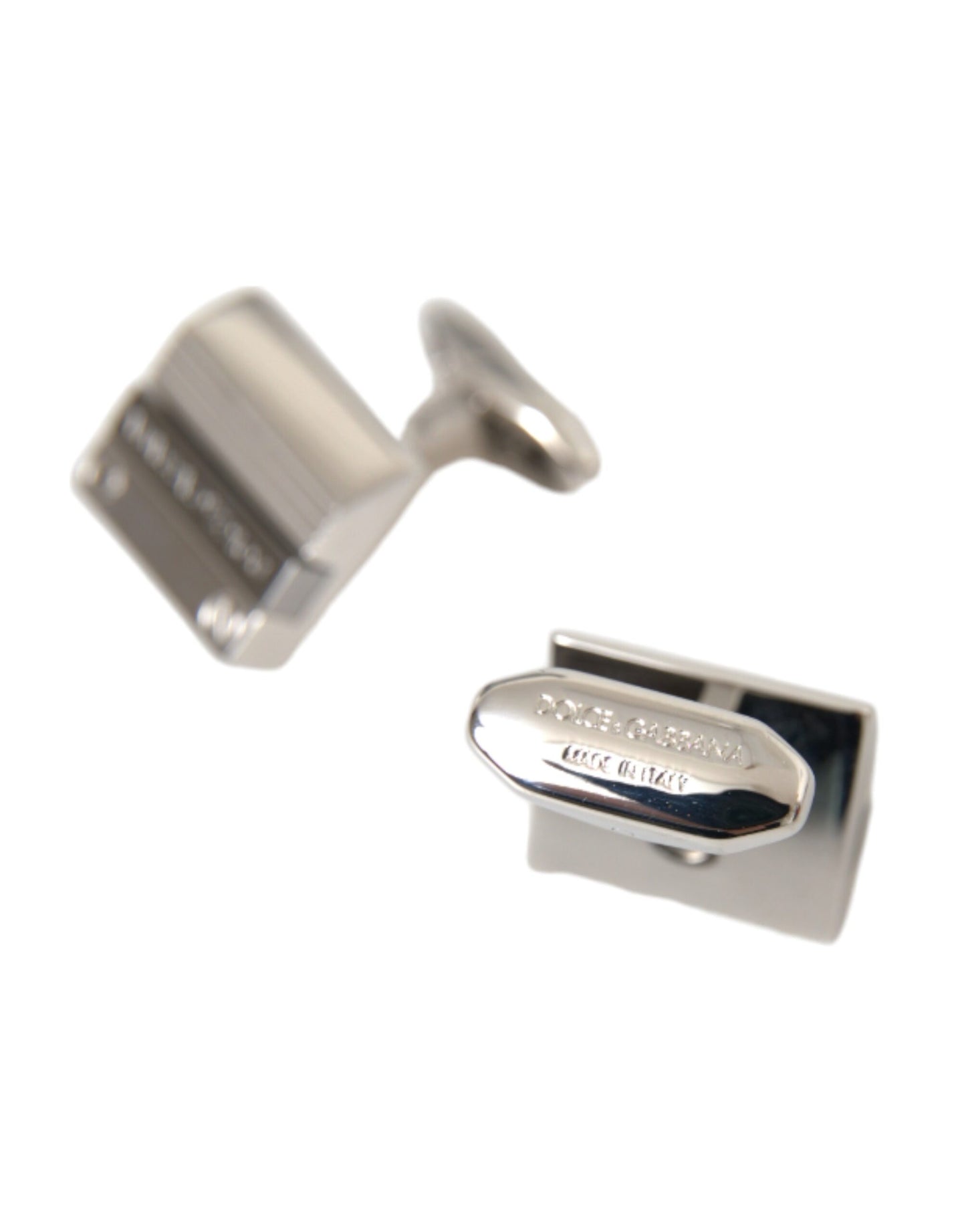 Dolce & Gabbana Silberplattierte Metall -Messing -DG -Logo Pin Manschettenknöpfe