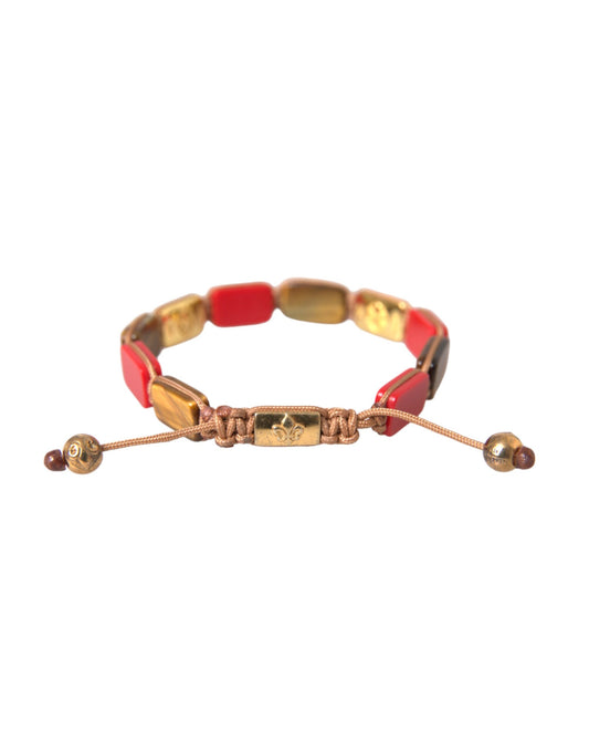 Nialaya CZ Tiger Eye Red Coral 925 Silber herren Armband