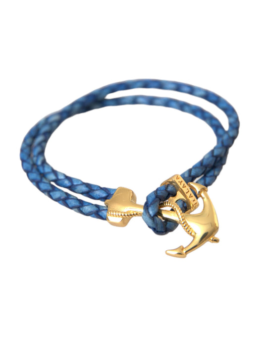 Nialaya Blau Gold Anker 925 Silbercharmalme Arms