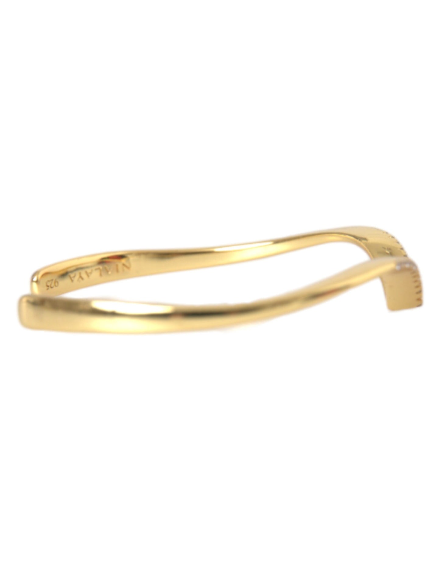 Nialaya Gewölbter Flügelmanschette Skyfall Gold CZ 925 Armband