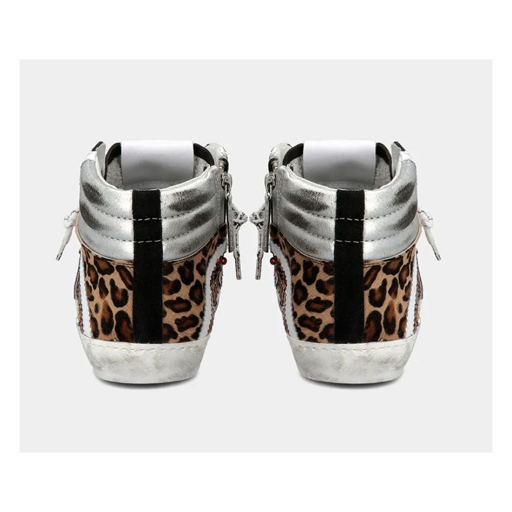 Philippe Model Elegantes graues Leder Sneakers mit Paillettendetails