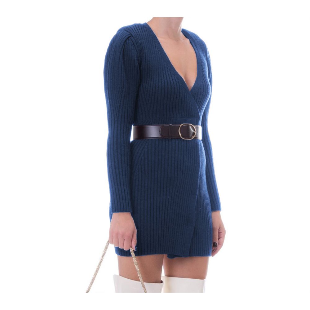 Elisabetta Franchi Blaue Wolle damen Kleid