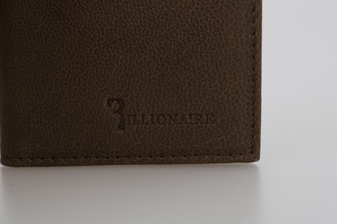 Billionaire Italian Couture Braune Leder -Bifold -Brieftasche
