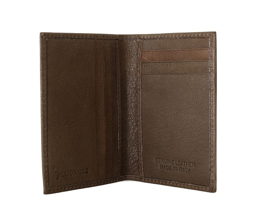 Billionaire Italian Couture Braune Leder -Bifold -Brieftasche