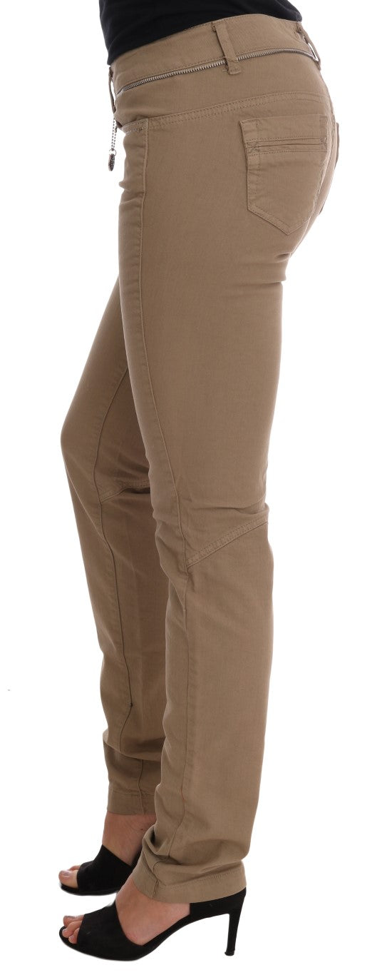 Costume National Beige Baumwollstrecke Slim Fit Jeans