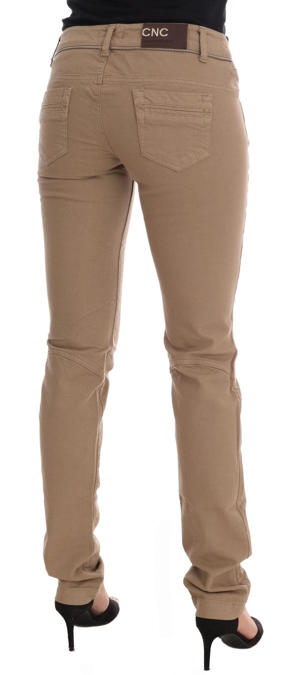 Costume National Beige Baumwollstrecke Slim Fit Jeans