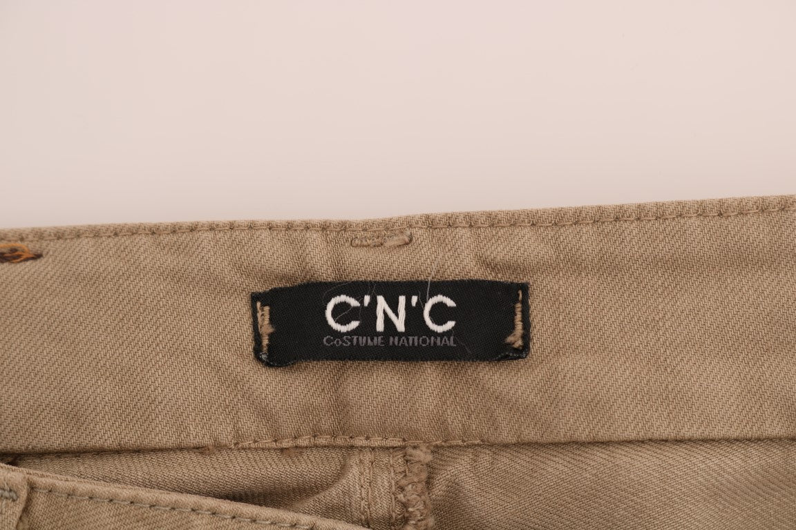 Costume National Beige Baumwollstrecke Slim Fit Jeans