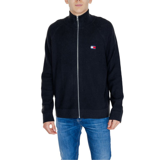 Tommy Hilfiger Jeans Schwarze Baumwoll -Strickjacke