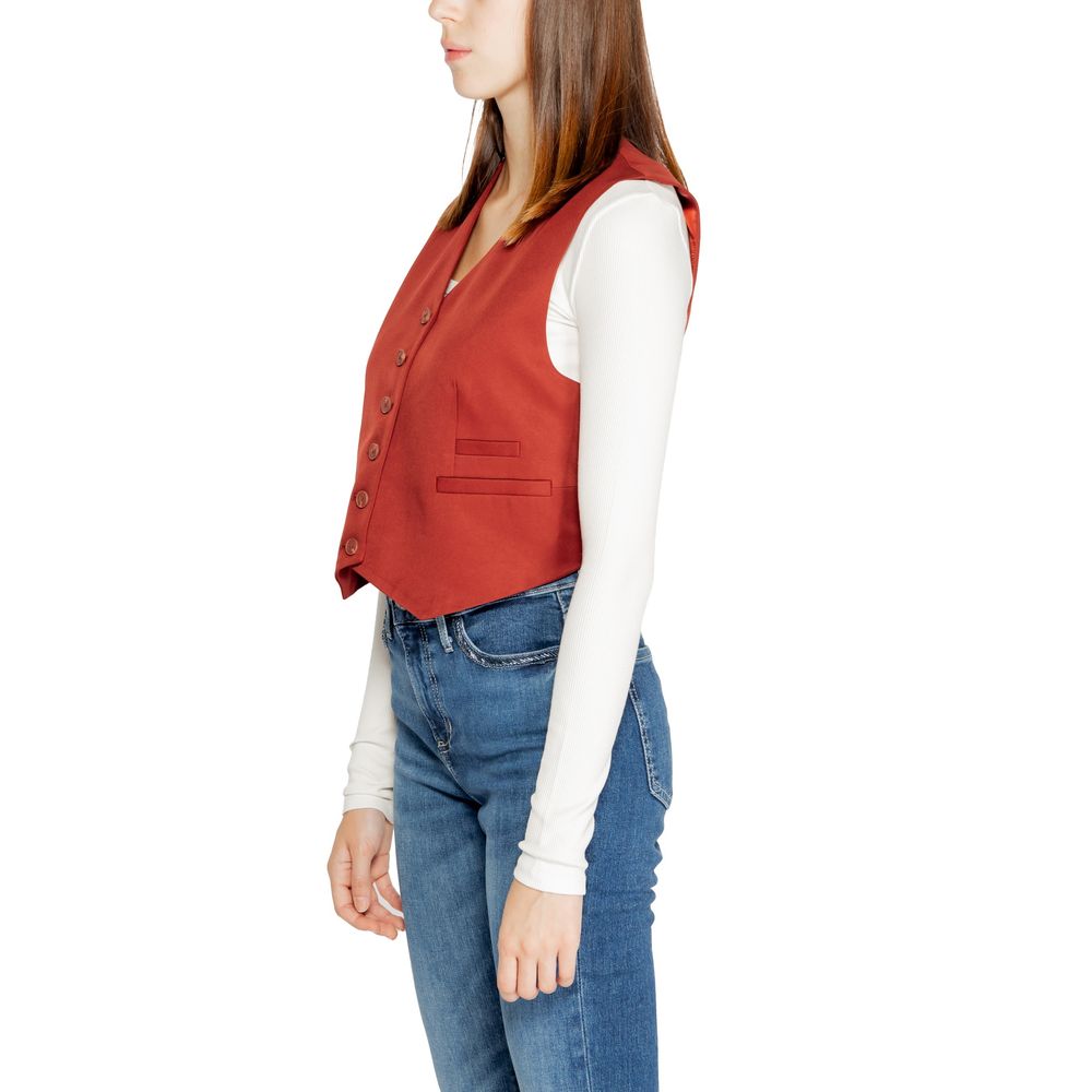 Vero Moda Red Polyester Waistcoat