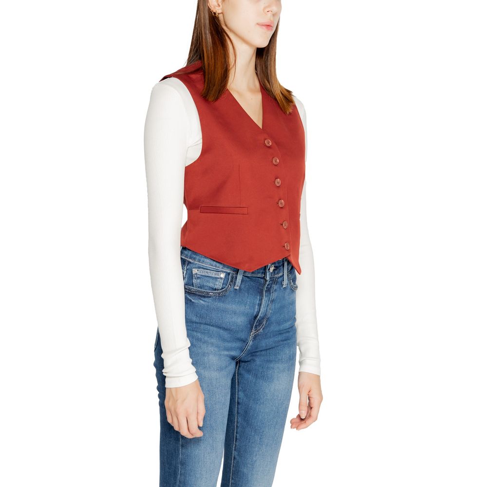 Vero Moda Red Polyester Waistcoat