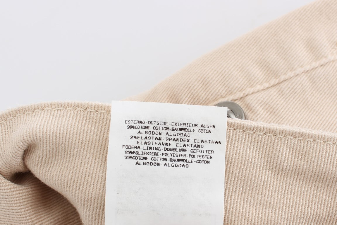 Cavalli Beige Waschung Slim Fit Baumwollstreckjeans