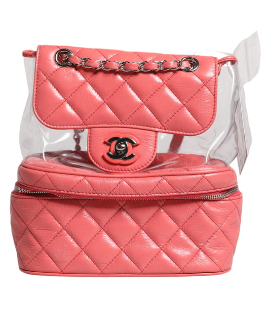 Chanel Pink Vinyl Leder Rucksack Geldbeutelbeutel