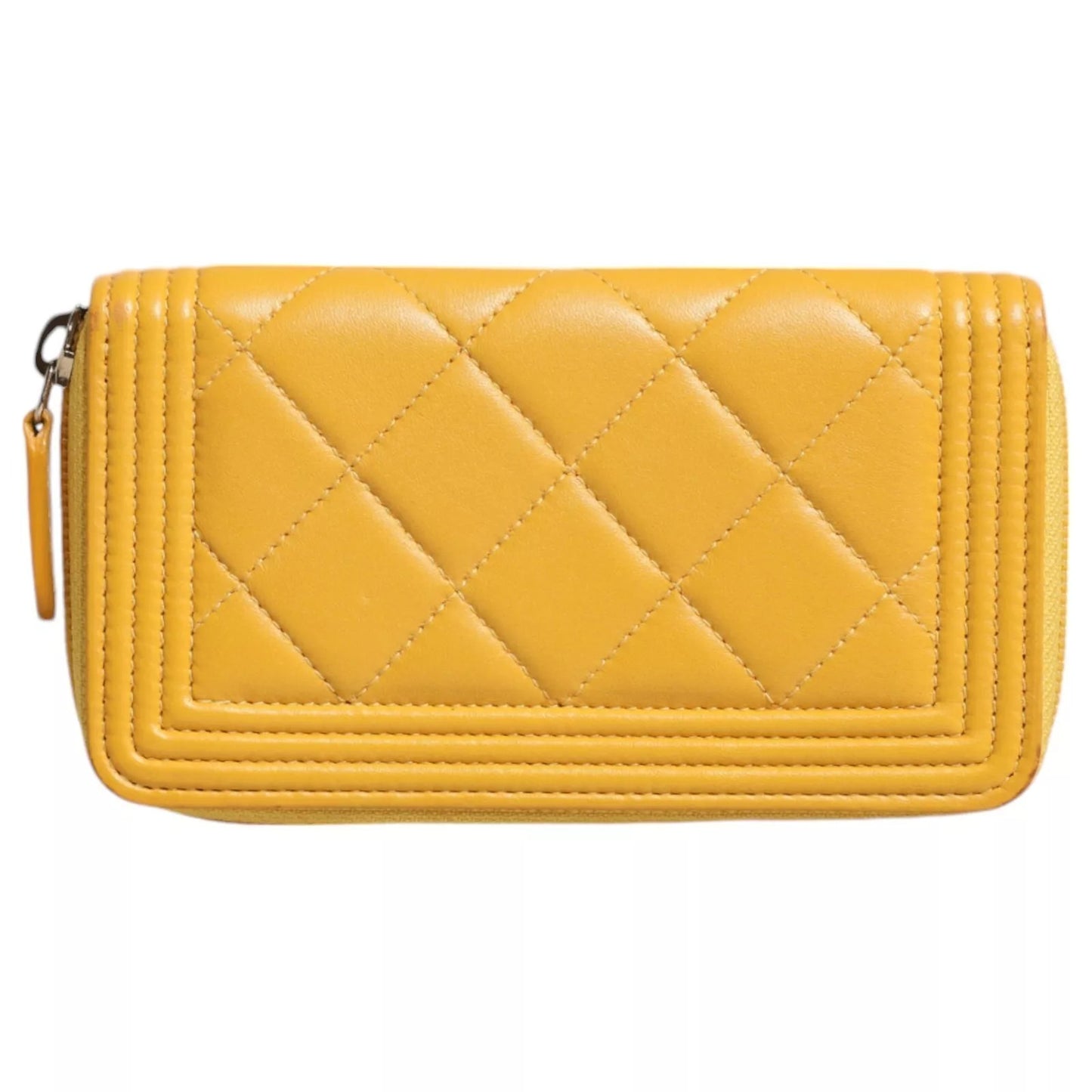 Chanel Gelbes Leder -CC -Logo Kontinentaler Zip -Brieftasche