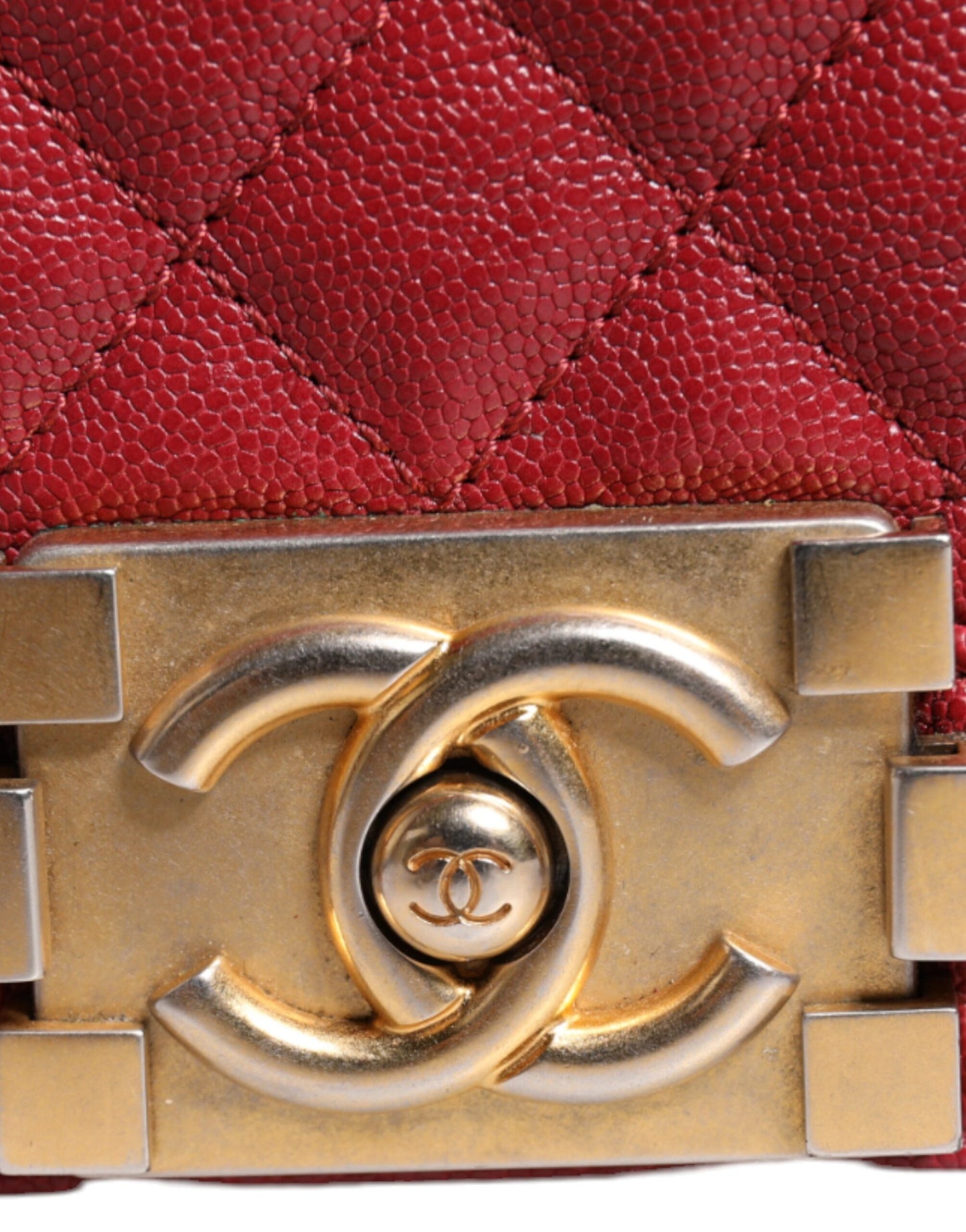 Chanel Red Leder Lambskin Doppelgoldkette mittelschwerbeutel