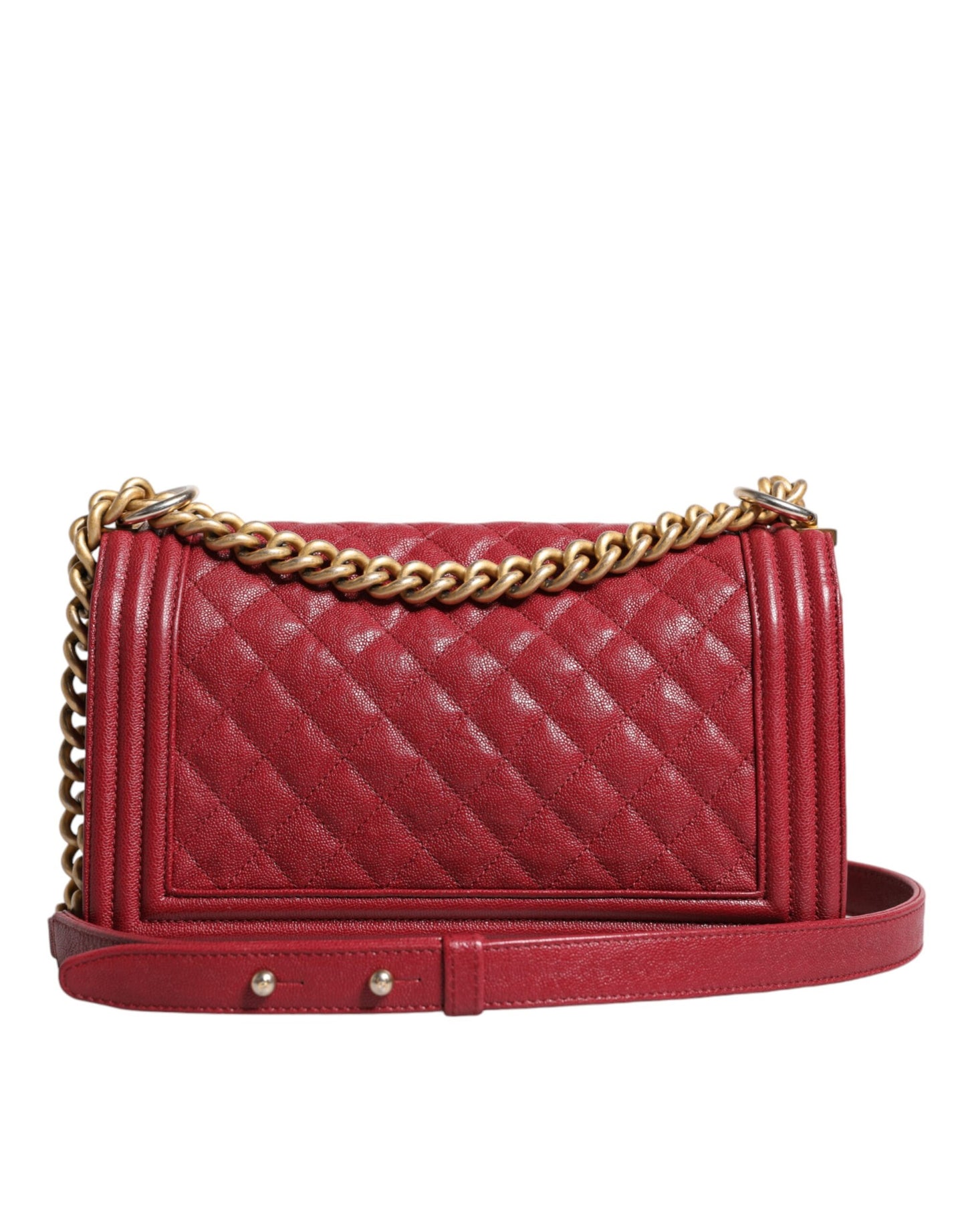 Chanel Red Leder Lambskin Doppelgoldkette mittelschwerbeutel