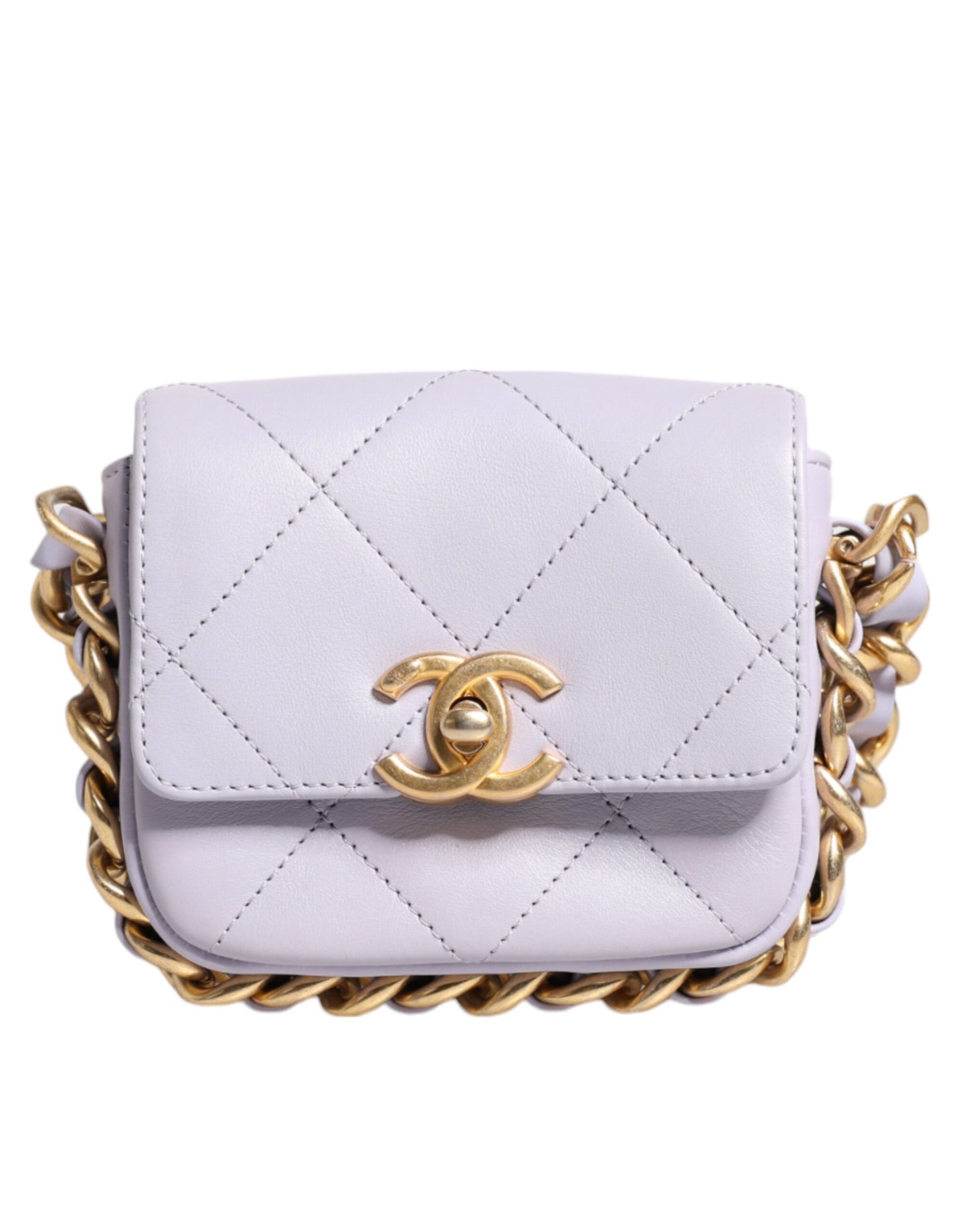 Chanel Blau gesteppte Kalbsleder -Framing -Kettenklappe Mini Crossbody Tasche