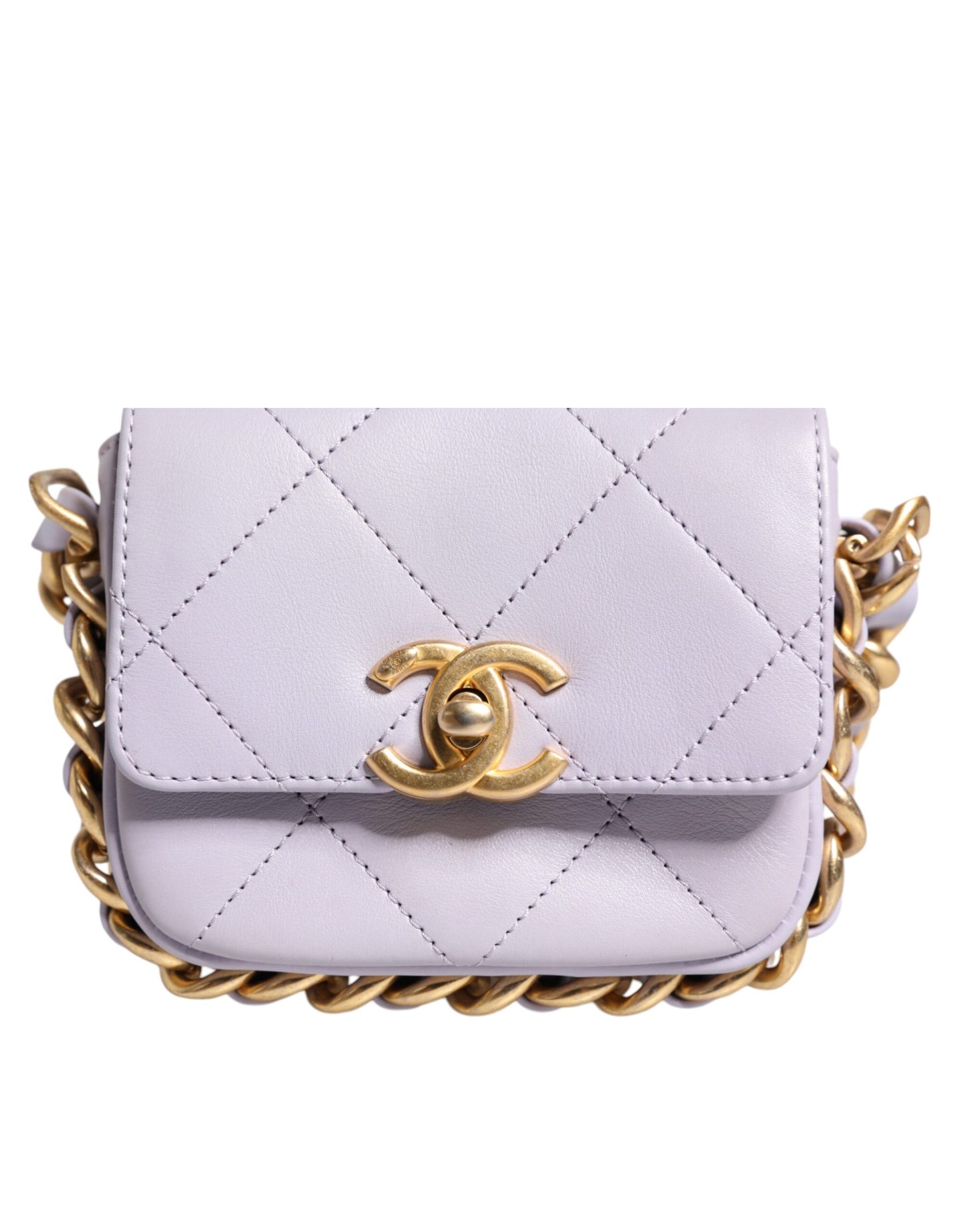 Chanel Blau gesteppte Kalbsleder -Framing -Kettenklappe Mini Crossbody Tasche