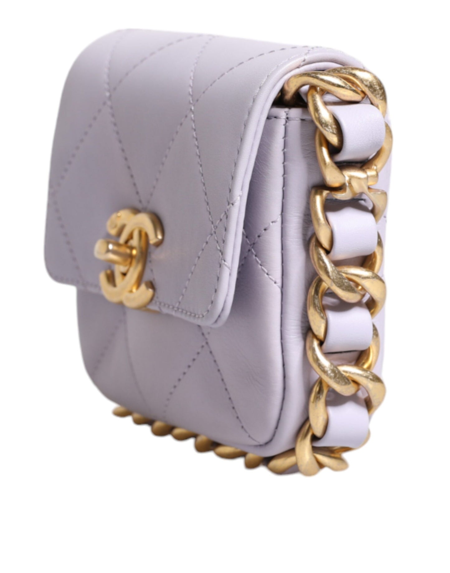 Chanel Blau gesteppte Kalbsleder -Framing -Kettenklappe Mini Crossbody Tasche