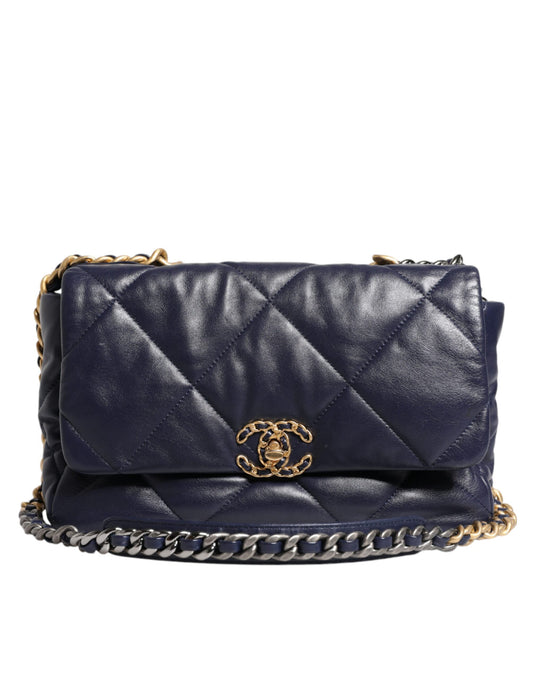 Chanel Blaues Leder großer Stammkettenhand -Umhängetasche