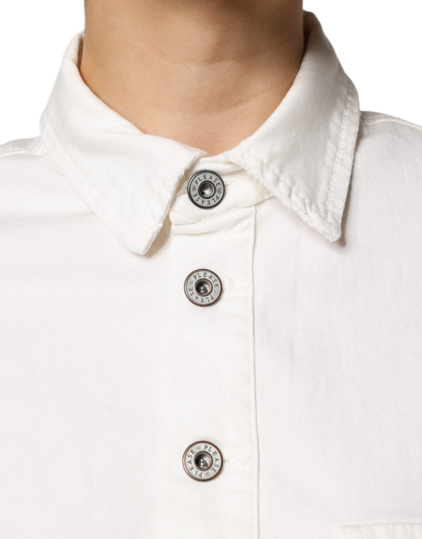 Please Weiße Baumwolle kurze hose Ärmeln Button Down Strampler Kleid
