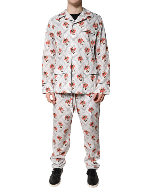 Dolce & Gabbana Multicoly Blumendruck Baumwoll -Pyjama Set -Nachtwäsche