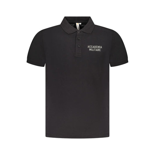 Accademia Militare Schwarzes Baumwollpolo -Hemd