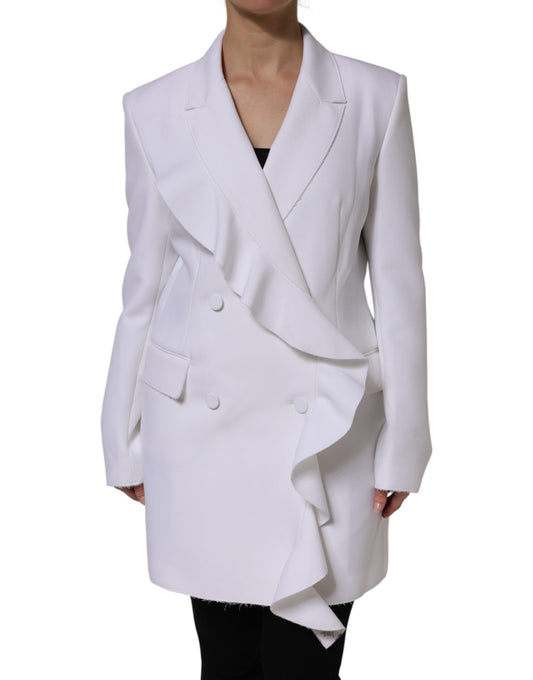 MSGM Weiße Polyester lange Ärmel gekräuseltes Wickeljacke
