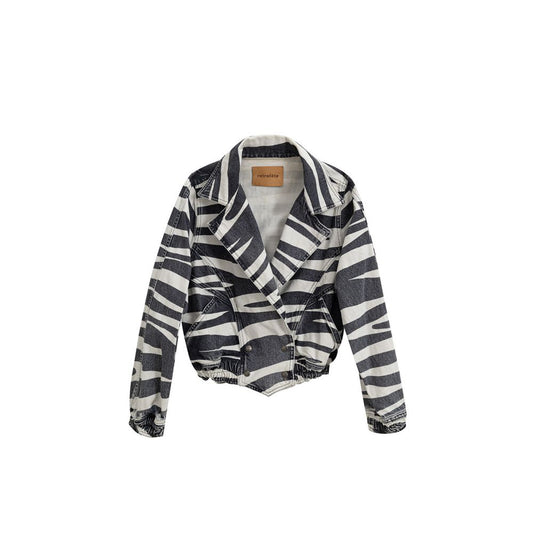 Retrofête Schwarz -Weiß -Baumwolle Blazer