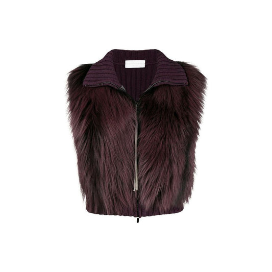 Fabiana Filippi Fuchsfell gestrickte Westejacke