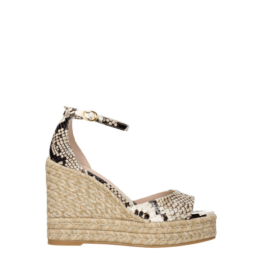 Stuart Weitzman Beige Lederkeile Sandalen