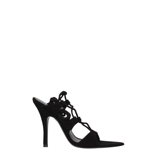 The Attico Schwarzer Lederstöcko Heels Sandalen