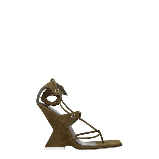 The Attico Grüne Leder-Flip-Flop-Sandalen
