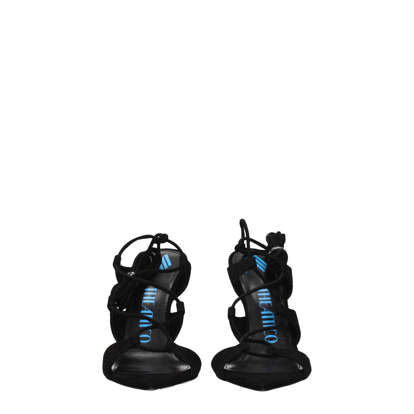 The Attico Schwarzer Lederstöcko Heels Sandalen