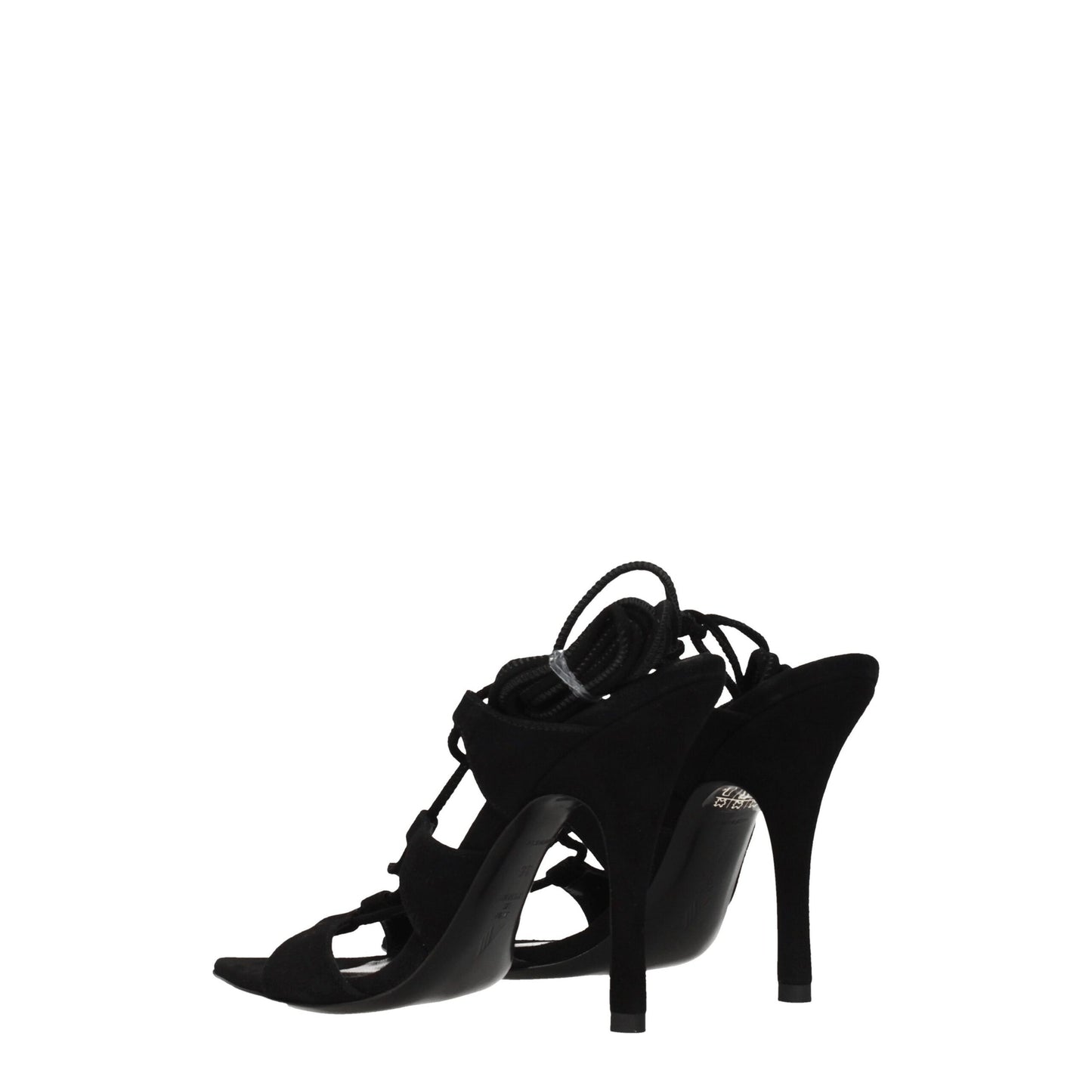The Attico Schwarzer Lederstöcko Heels Sandalen