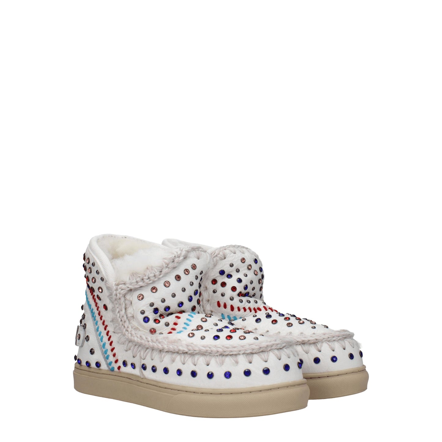 Mou Weißes Leder Ankle Boots