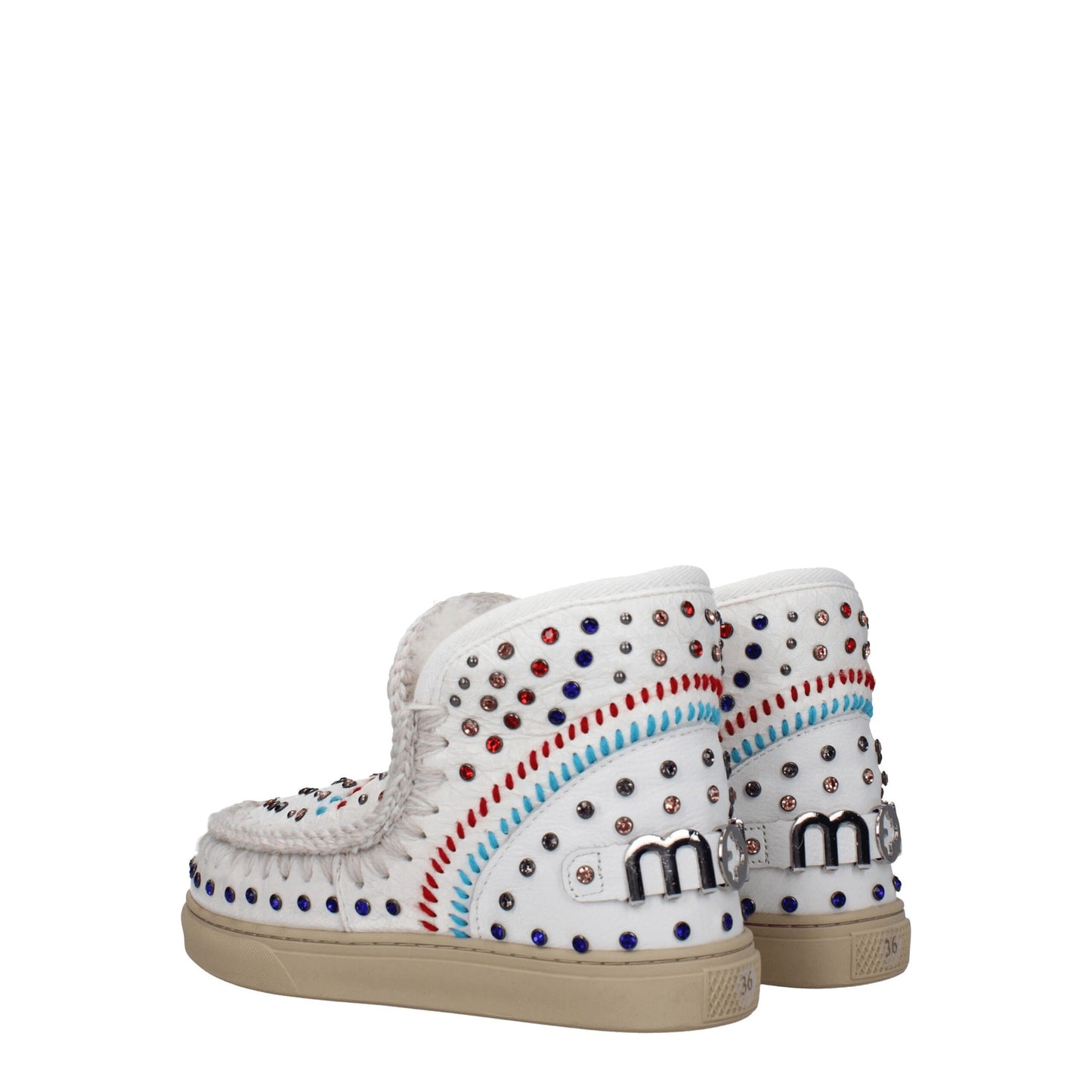 Mou Weißes Leder Ankle Boots